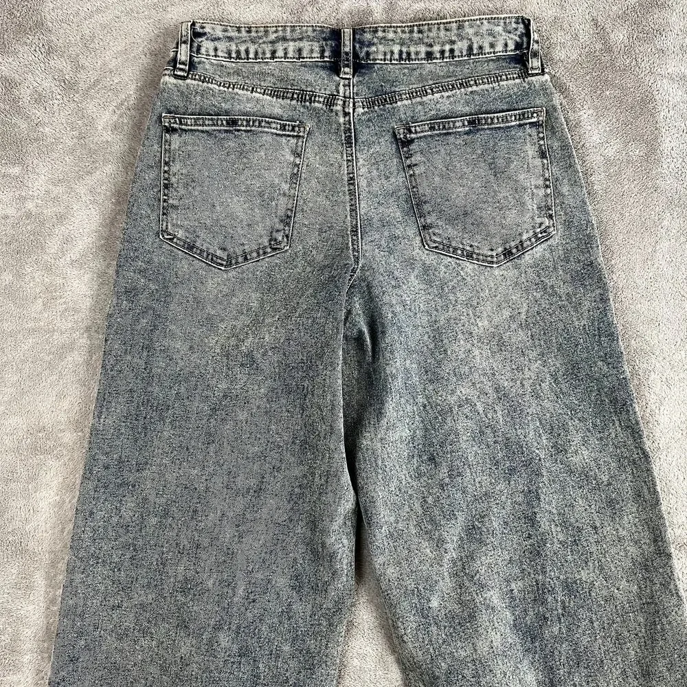 Madden Girl Jeans Womens 9‎ Wide Leg Mid Rise Acid Wash Y2K Style